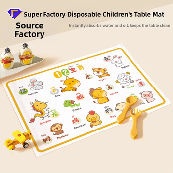Vienkartinis stalo kilimėlis kūdikiams – popierius; atsparus vandeniui, dėmėms ir aliejui; logotipo pritaikymas; prekinis ženklas Doctor Jiao; Placemat serija; išleistas 2023.