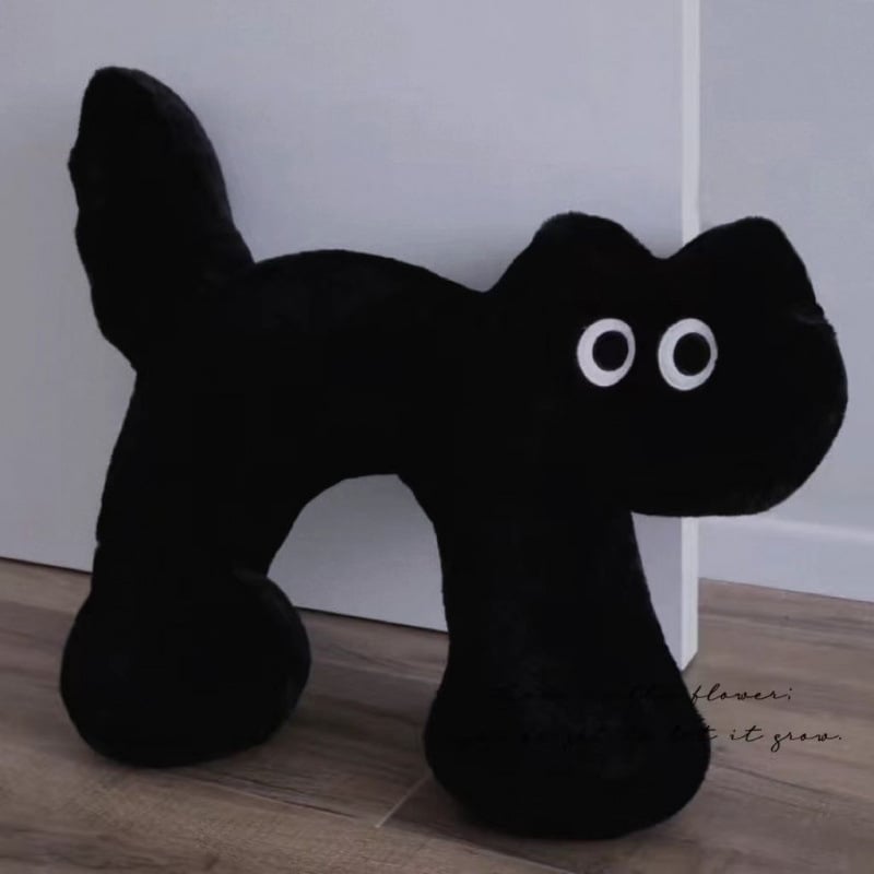 Pliušinis pagalvėlis su kačiuko ir meškiuko motyvu, animacinis siuvinėjimas, mielas stilius, PP medvilnės užpildas