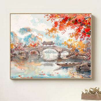 Ψηφιακή ελαιογραφία κινεζικού τοπίου – DIY χειροποίητη ζωγραφική με ακρυλικά ελαιοχρώματα, ξύλινο πλαίσιο, κινεζικό στυλ