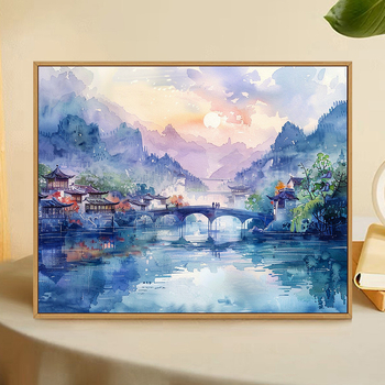 Ψηφιακή ελαιογραφία κινεζικού τοπίου – DIY χειροποίητη ζωγραφική με ακρυλικά ελαιοχρώματα, ξύλινο πλαίσιο, κινεζικό στυλ