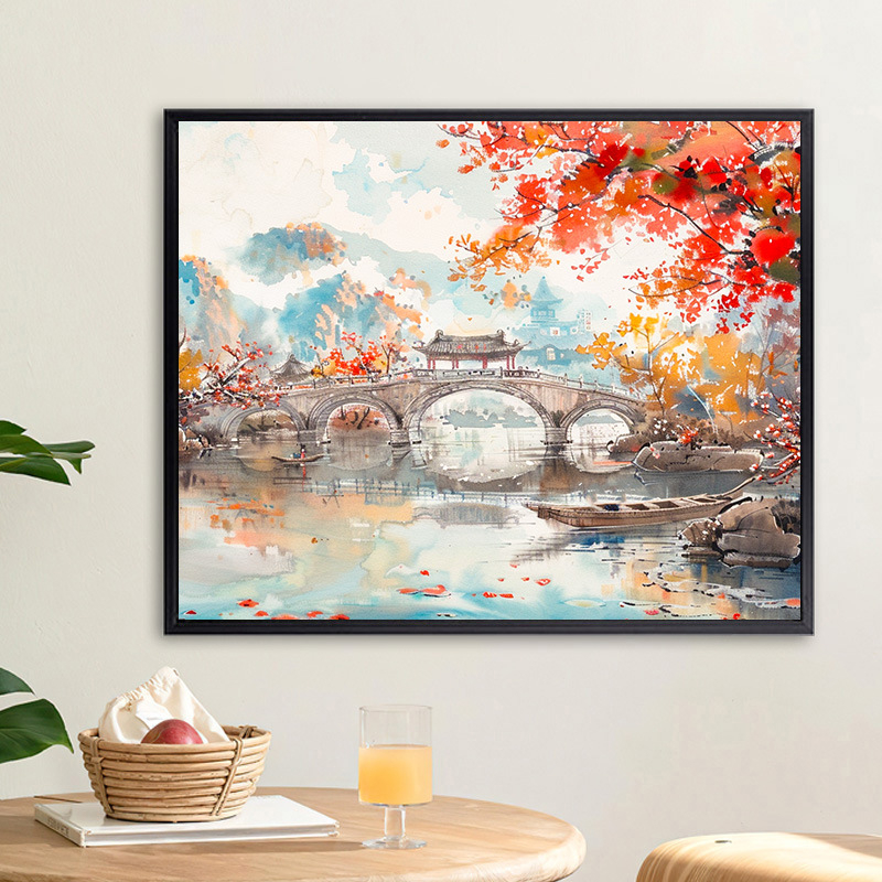 Ψηφιακή ελαιογραφία κινεζικού τοπίου – DIY χειροποίητη ζωγραφική με ακρυλικά ελαιοχρώματα, ξύλινο πλαίσιο, κινεζικό στυλ