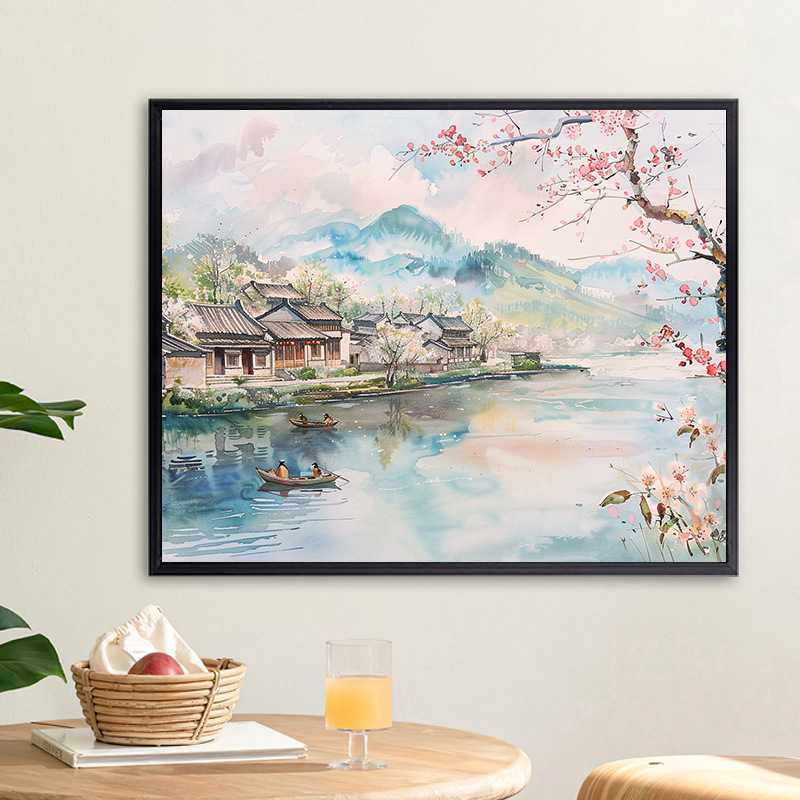 Ψηφιακή ελαιογραφία κινεζικού τοπίου – DIY χειροποίητη ζωγραφική με ακρυλικά ελαιοχρώματα, ξύλινο πλαίσιο, κινεζικό στυλ