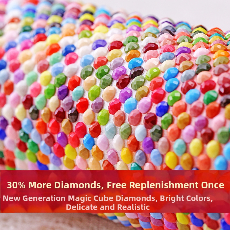 DIY комплект за диамантено рисуване 5D: кръгли диаманти, велосипеден пейзаж, кръстат бод