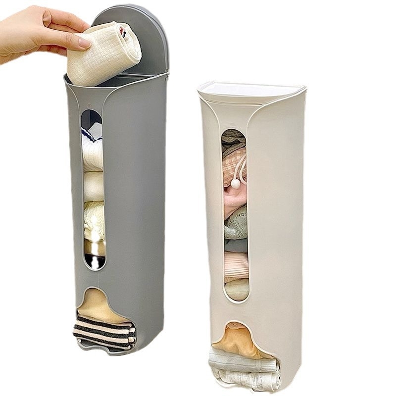 Sieninis apatinių drabužių ir kojinių laikymo dėklas – modelis 001, PP plastikas, su atverčiamu dangteliu, be gręžimo, šiuolaikiškas minimalistinis dizainas