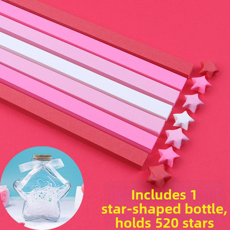 Комплект за оригами със звезда в стъклена бутилка – градиентни звездни ленти, семпъл и модерен стил, подарък за рожден ден, за съученик, Коледа