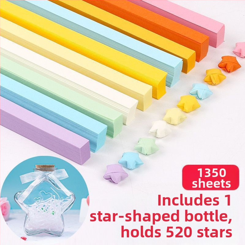 Комплект за оригами със звезда в стъклена бутилка – градиентни звездни ленти, семпъл и модерен стил, подарък за рожден ден, за съученик, Коледа