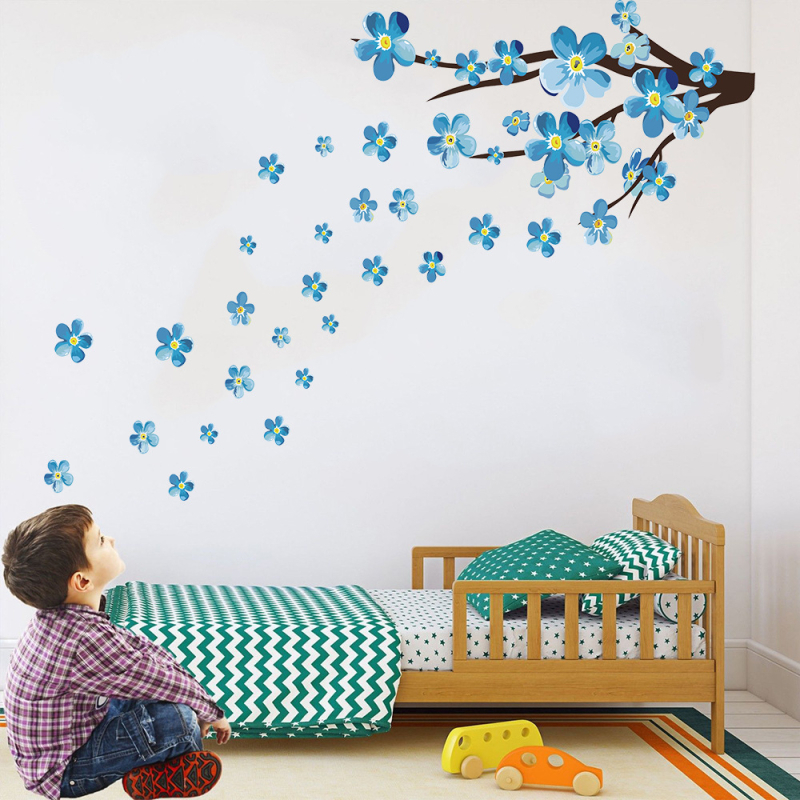 Autocolant de perete din PVC cu model de plante, stil Chinez nou, autocolant decorativ pentru living, dormitor și birou KL39020