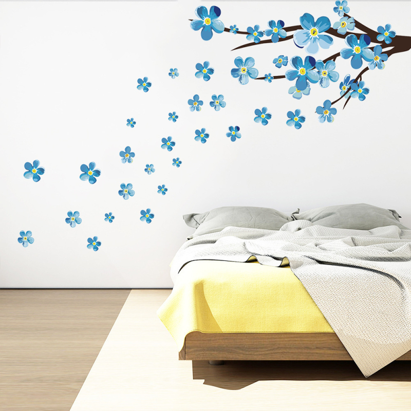 Autocolant de perete din PVC cu model de plante, stil Chinez nou, autocolant decorativ pentru living, dormitor și birou KL39020