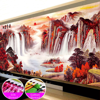 Kryžminio siuvimo rinkinys – peizažas, medvilnės audinys, Mona Lisa ženklas