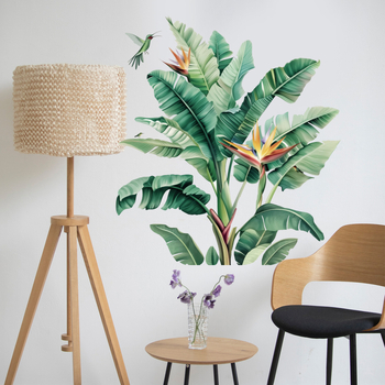 Αυτοκόλλητο τοίχου με φύλλα μπανάνας - PVC διακοσμητικό μοτίο φυτών, 1 τεμάχιο, μοντέρνος επίπεδος σχεδιασμός, κατάλληλο για σαλόνι, υπνοδωμάτιο, είσοδο, εστιατόριο.