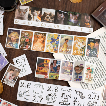 Ikgadējais dienasgrāmata 2025 ar katru dienu atsevišķu lappusu un noņemamām datumām - retro Eiropas/Amerikas tipogrāfija - svars 104 g - Icy Sea