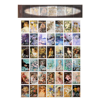 Ikgadējais dienasgrāmata 2025 ar katru dienu atsevišķu lappusu un noņemamām datumām - retro Eiropas/Amerikas tipogrāfija - svars 104 g - Icy Sea