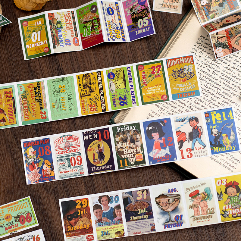 Ikgadējais dienasgrāmata 2025 ar katru dienu atsevišķu lappusu un noņemamām datumām - retro Eiropas/Amerikas tipogrāfija - svars 104 g - Icy Sea