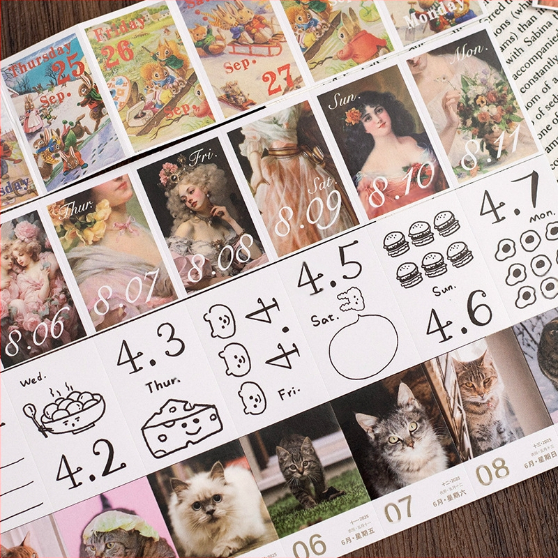 Дневник за 2025 г. с по една страница на ден и разкъсващи се дати - ретро стил европейска/американска типография - тегло 104 g - марка Icy Sea