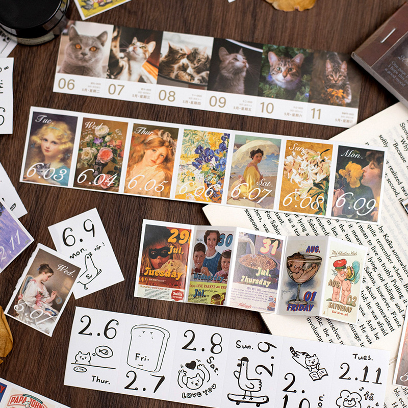 Ikgadējais dienasgrāmata 2025 ar katru dienu atsevišķu lappusu un noņemamām datumām - retro Eiropas/Amerikas tipogrāfija - svars 104 g - Icy Sea