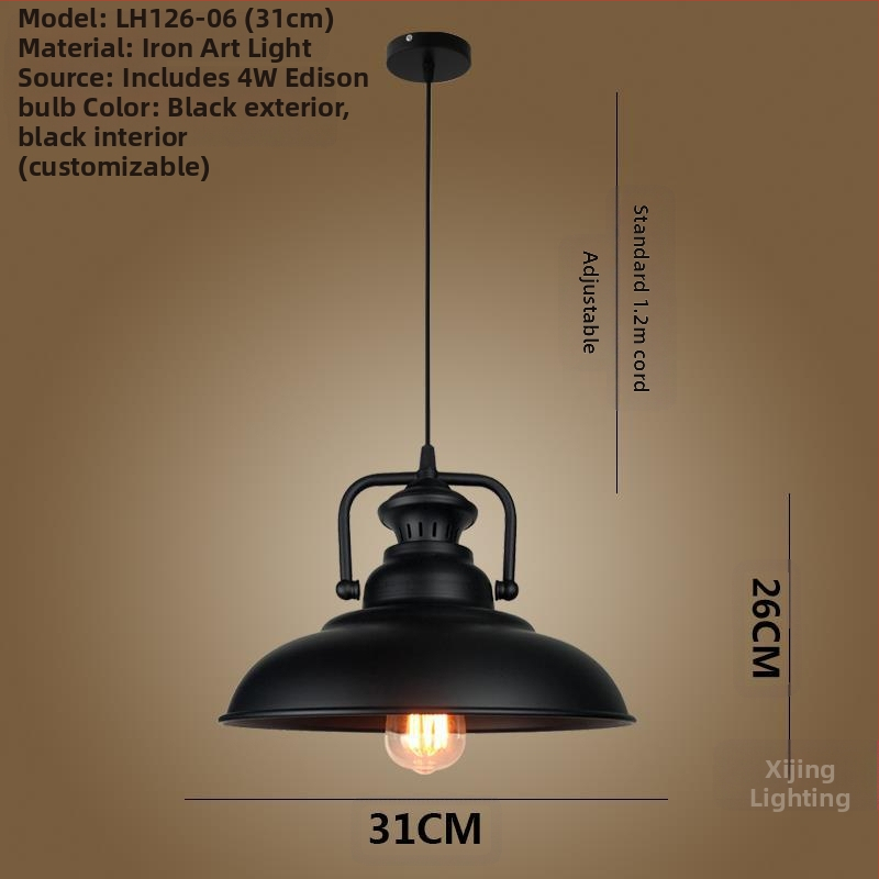 Željezni luster s LED svjetlom, jedne glave, pogodan za hodnik i restoran