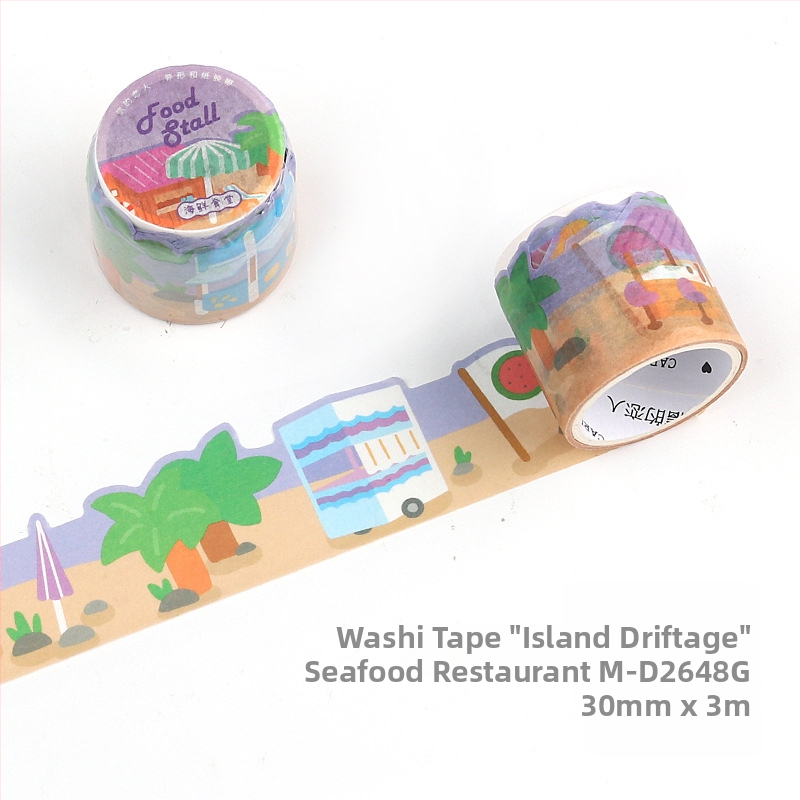 Letter of Lovers washi lente - Sea Breeze Island Drift Series, garums 3 m, platums 30 mm, biezums 0,04 mm