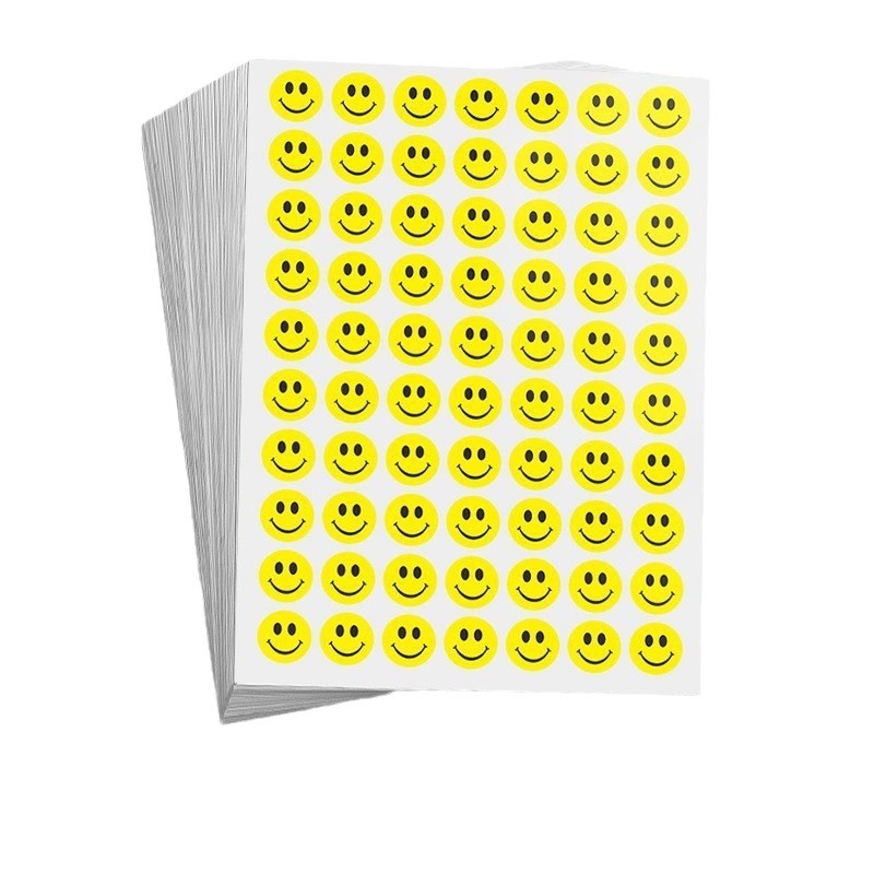 Autocolant mare, drăguț, cu față zâmbitoare de desen animat – autocolant decorativ, adeziv, pentru activități și recompense