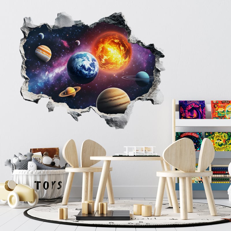 Sticker de perete: Sistemul solar cu opt planete, autocolant, PVC rezistent la apă, decor pentru living, dormitor, hol
