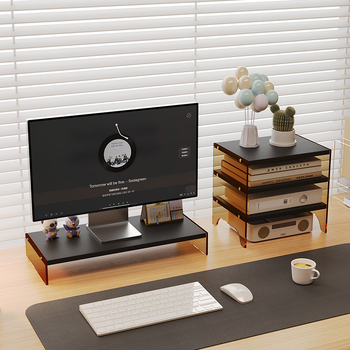 Miweiya Ανυψωτής Οθόνης Υπολογιστή – Μετακινούμενος, Δύο Επιπέδων, Ξύλινο/Μπαμπού, Εγκατάσταση σε Επιφάνεια Γραφείου, Πολλαπλής Χρήσης