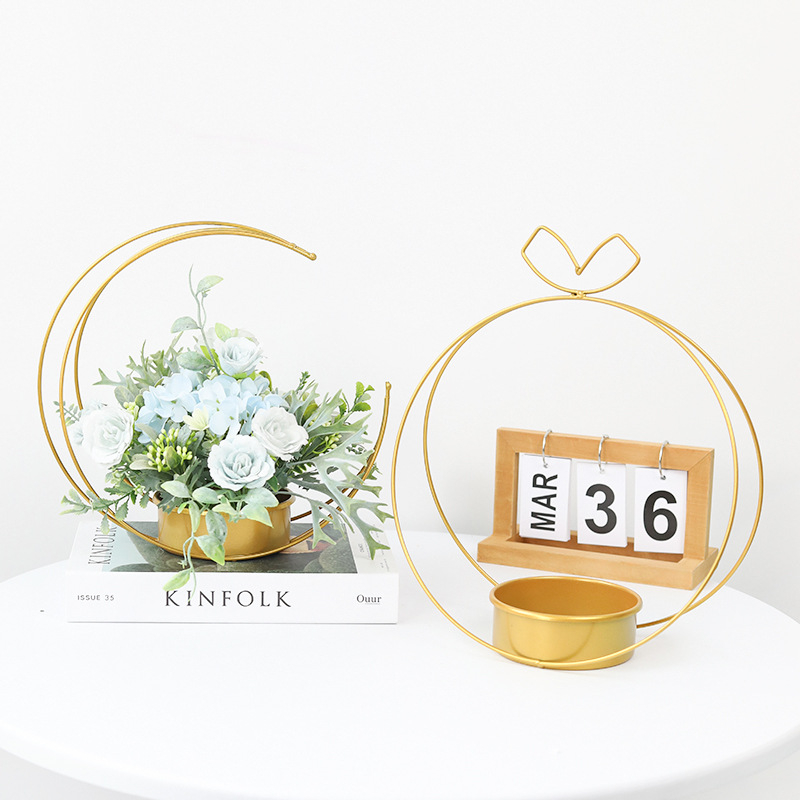 Metalni koš za cvijeće, umjetnost željeza, skandinavski minimalistički stil, za stolni, podni ili viseći prikaz