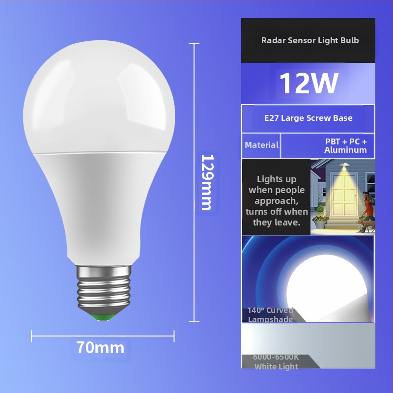 LED αισθητήρας λαμπτήρας, βάση E27, 85-265V, 180° δέσμη, IP30, PF 0.6