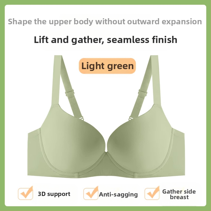 Bešiu siūlų liemenėlė su minkštu plieno žiedu, pilno puodelio, plonas formuotas puodelis, push-up palaikymas, nailoninis audinys, fiksuotos dvigubos petnešos, nugaros trijų eilių sagčių
