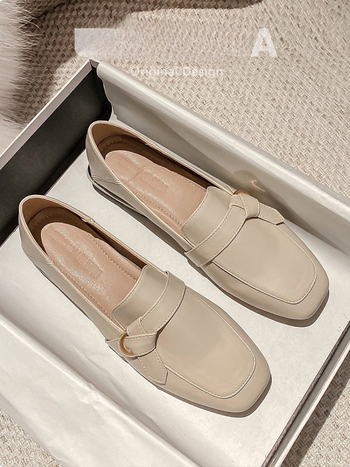 Loafers pentru femei, vârf rotund, exterior PU, toc 6-8 cm, talpă interioară din lână de miel