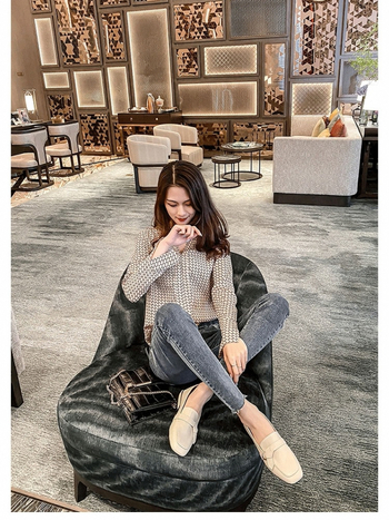 Loafers pentru femei, vârf rotund, exterior PU, toc 6-8 cm, talpă interioară din lână de miel