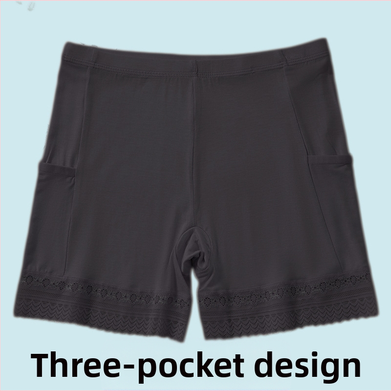 Moteriški viskozės nėriniai saugūs šortai su vidutiniu juosmeniu, medvilnės pamušalas, greitas džiovinimas