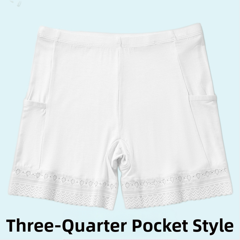 Moteriški viskozės nėriniai saugūs šortai su vidutiniu juosmeniu, medvilnės pamušalas, greitas džiovinimas