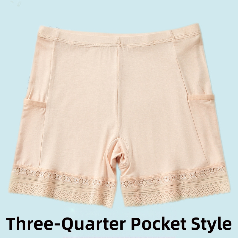 Moteriški viskozės nėriniai saugūs šortai su vidutiniu juosmeniu, medvilnės pamušalas, greitas džiovinimas