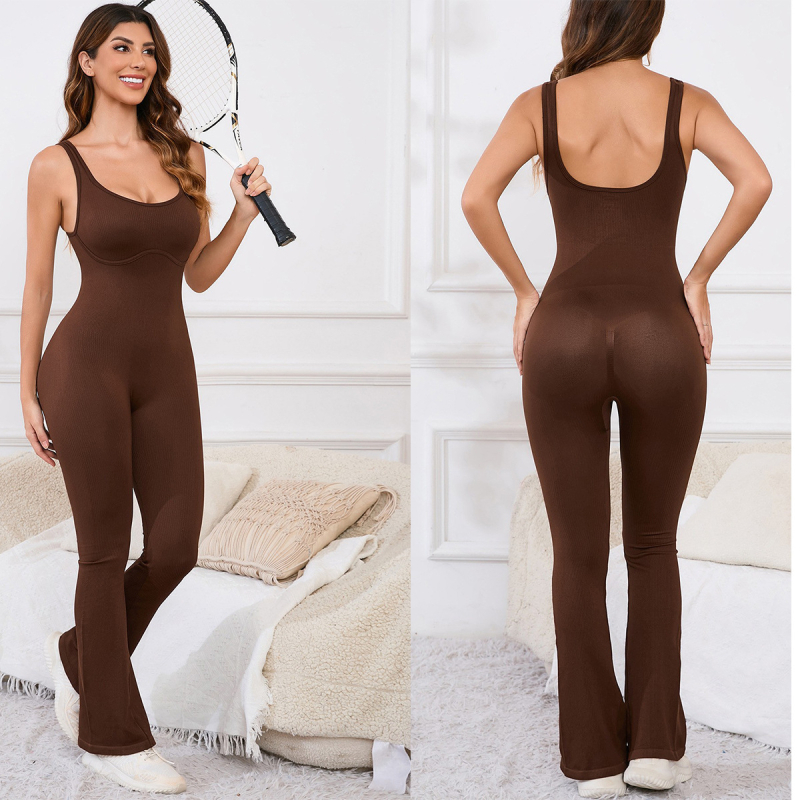 Fanluowei Greitai džiūstantis, be siūlių vienos dalies jogos kostiumas su halterneck kaklu ir atvira nugara, moterims, 90% nailonas + 10% spandekso