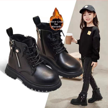 Bērnu Martins snieguma zābaki, ar vilnas odu, silti, augšējā daļa no sintētiskās ādas, rudens–ziema, vecums 1–3 gadi, izcelsme Wenzhou, Zhejiang