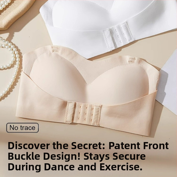 Moteriška be peties liemenėlė, nematoma, priešslidus, 3/4 kaušelis, priekinis užsegimas, nailonas