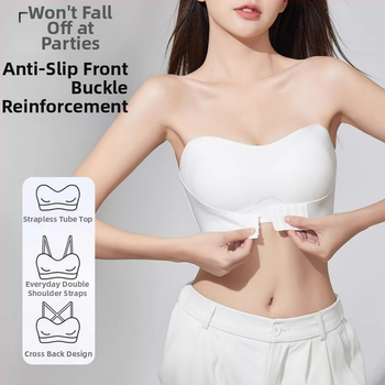 Moteriška be peties liemenėlė, nematoma, priešslidus, 3/4 kaušelis, priekinis užsegimas, nailonas