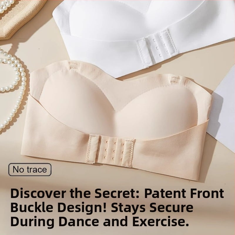 Moteriška be peties liemenėlė, nematoma, priešslidus, 3/4 kaušelis, priekinis užsegimas, nailonas