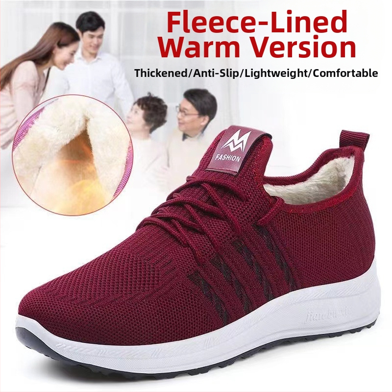 Moterų žieminiai bateliai su fleece pamušalu, šilti ir lengvi, neslidus padas, plokščias kulnas, raišteliai