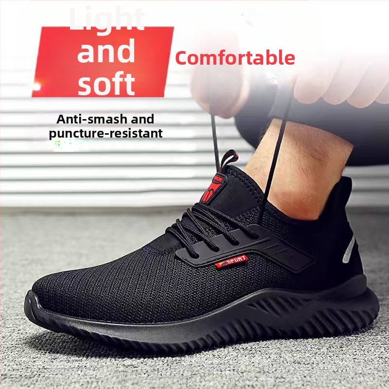 Apsauginiai darbo batai su smūgių ir perforacijos apsauga, plieninis nosies, vidutinio aukščio viršus iš skraidančios tinklinės medžiagos, kvėpuojantys vasaros darbo batai