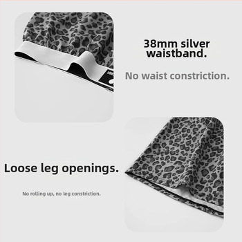 Vīriešu nakts šorti ar leoparda printu, ātri žūstoši, poliestera adījums, 80–90% poliesters, vidējā josta