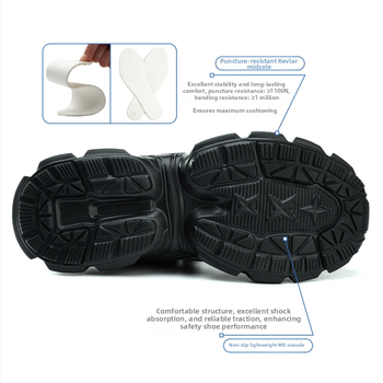 Anbaili moterų saugūs batai su plieniniu pirštu, Flyknit viršus, atsparūs smūgiams ir prasiskverbimui, žemas kulkšnies dizainas