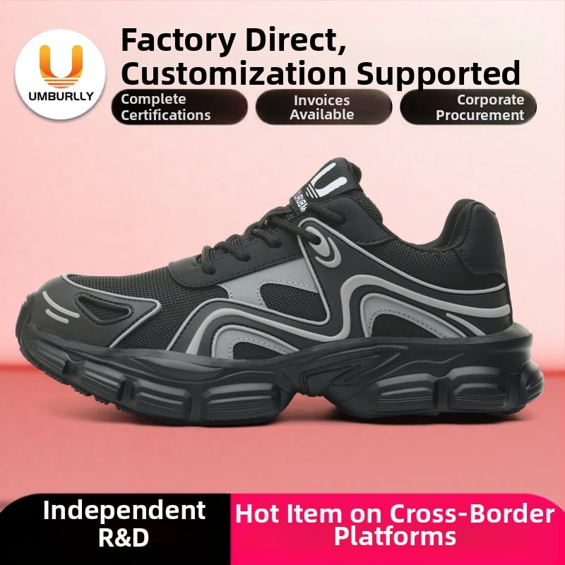 Anbaili moterų saugūs batai su plieniniu pirštu, Flyknit viršus, atsparūs smūgiams ir prasiskverbimui, žemas kulkšnies dizainas