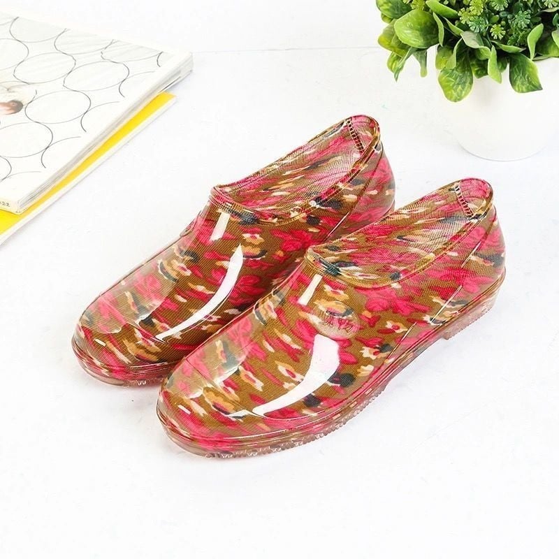 Moterys PVC lietaus batai žiemai, žemas vamzdelio aukštis, plokščias kulnas