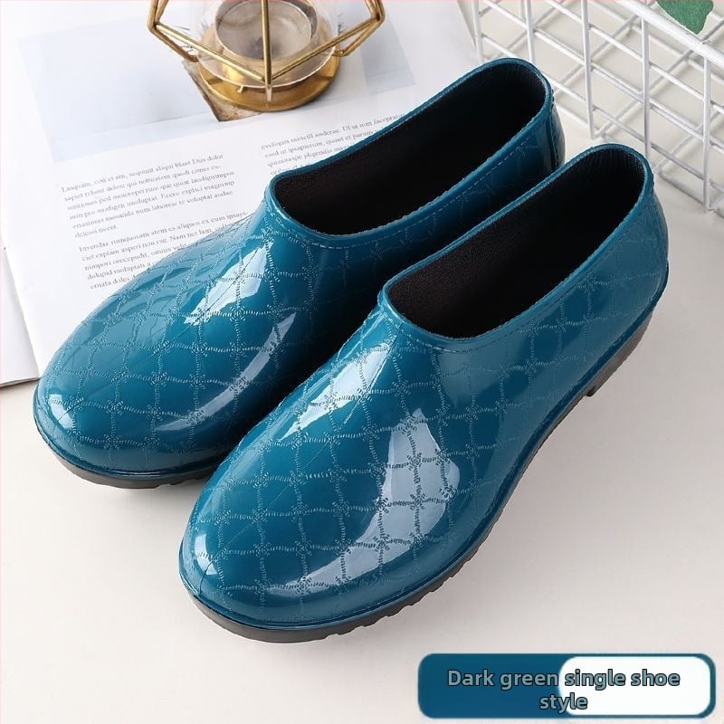 Moterys PVC lietaus batai žiemai, žemas vamzdelio aukštis, plokščias kulnas