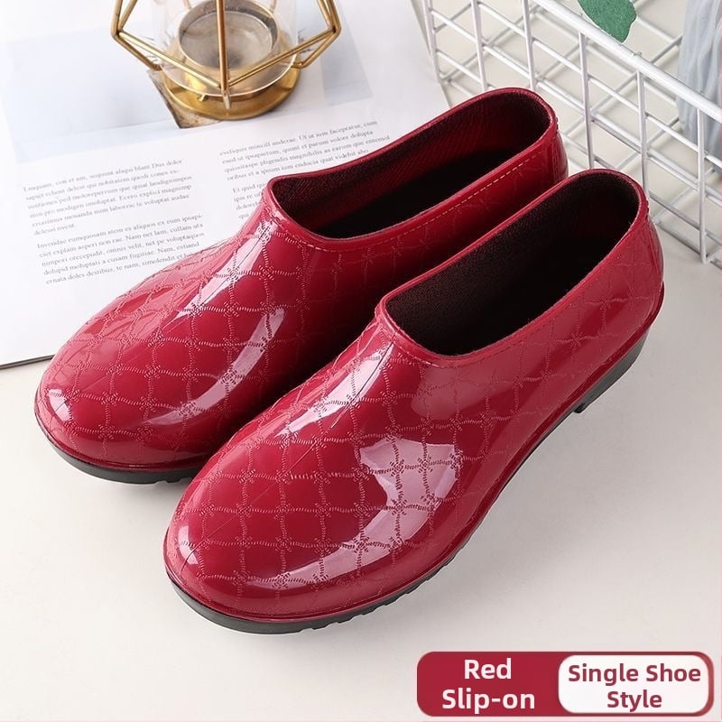 Moterys PVC lietaus batai žiemai, žemas vamzdelio aukštis, plokščias kulnas