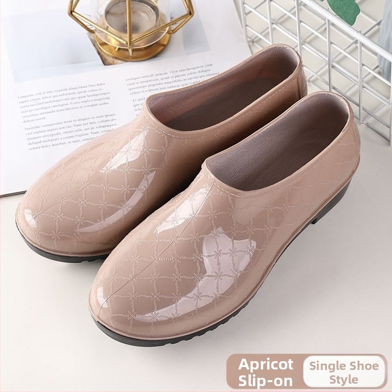 Moterys PVC lietaus batai žiemai, žemas vamzdelio aukštis, plokščias kulnas