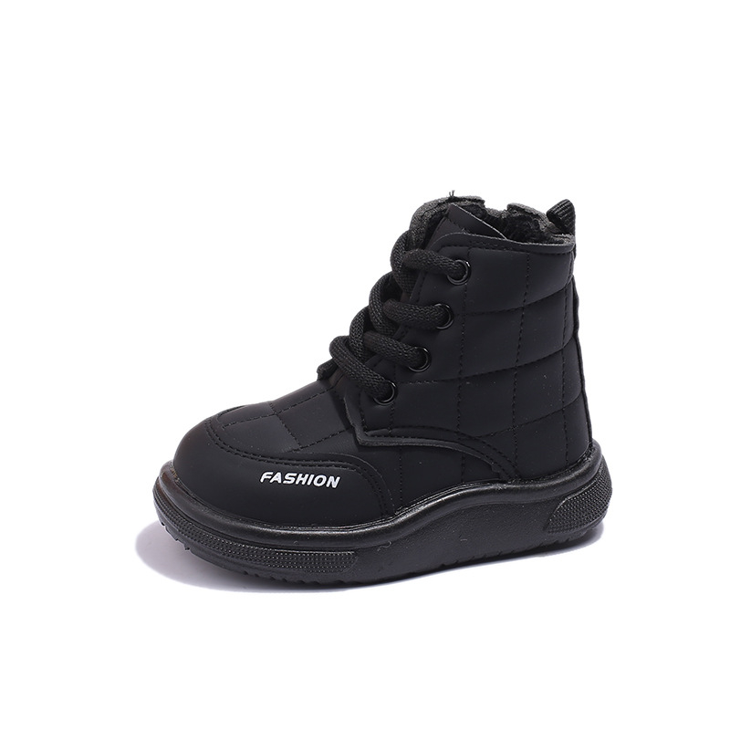 Bērnu ziemas zābaki ar flisa siltinājumu, Velcro aizdare, mikrošķiedras augšdaļa, gumijas zole, retro īss stils