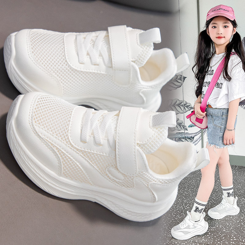 Pantofi sport pentru copii, primăvara 2025, upper din plasă respirabilă, închidere Velcro, pentru copii 4–6 și 7–12 ani