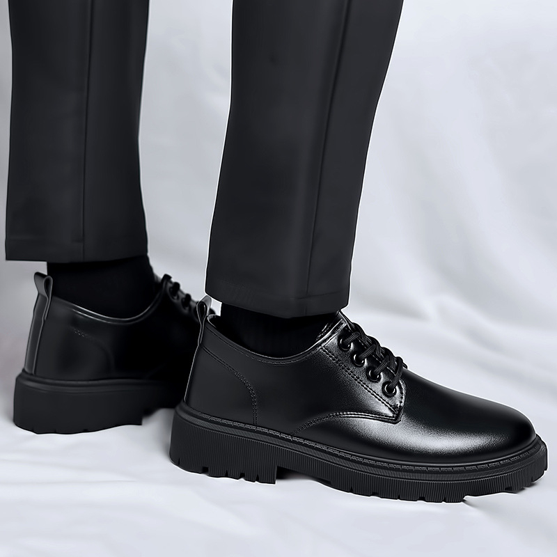 Vyriški batai iš mikropluošto odos, britų stilius, aukščio padidinimo funkcija, vulkanizuota pada, PU įdėklas