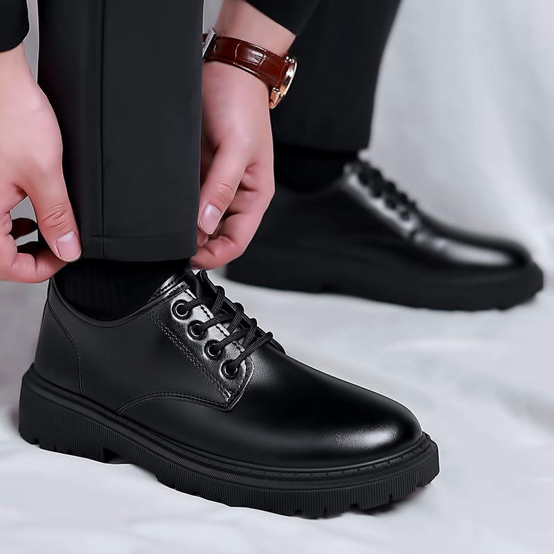 Vyriški batai iš mikropluošto odos, britų stilius, aukščio padidinimo funkcija, vulkanizuota pada, PU įdėklas